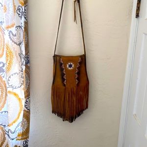 Leather fringe Kobler bag.